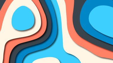 Kağıt Sanat karikatür soyut dalgalar. Kağıt arka plan bölmek. Modern origami tasarım şablonu. Kağıt arka plan kes. Soyut gerçekçi kağıt dekorasyon dokulu tasarımı için