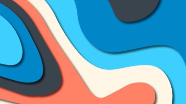 Kağıt Sanat karikatür soyut dalgalar. Kağıt arka plan bölmek. Modern origami tasarım şablonu. Kağıt arka plan kes. Soyut gerçekçi kağıt dekorasyon dokulu tasarımı için