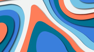 Kağıt Sanat karikatür soyut dalgalar. Kağıt arka plan bölmek. Modern origami tasarım şablonu. Kağıt arka plan kes. Soyut gerçekçi kağıt dekorasyon dokulu tasarımı için