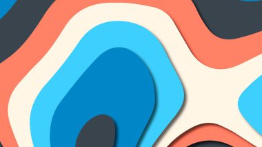 Kağıt Sanat karikatür soyut dalgalar. Kağıt arka plan bölmek. Modern origami tasarım şablonu. Kağıt arka plan kes. Soyut gerçekçi kağıt dekorasyon dokulu tasarımı için