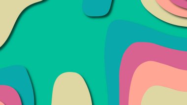 Kağıt Sanat karikatür soyut dalgalar. Kağıt arka plan bölmek. Modern origami tasarım şablonu. Kağıt arka plan kes. Soyut gerçekçi kağıt dekorasyon dokulu tasarımı için