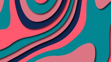 Kağıt Sanat karikatür soyut dalgalar. Kağıt arka plan bölmek. Modern origami tasarım şablonu. Kağıt arka plan kes. Soyut gerçekçi kağıt dekorasyon dokulu tasarımı için