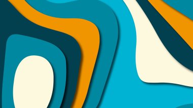 Kağıt Sanat karikatür soyut dalgalar. Kağıt arka plan bölmek. Modern origami tasarım şablonu. Kağıt arka plan kes. Soyut gerçekçi kağıt dekorasyon dokulu tasarımı için