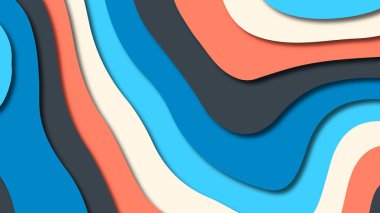 Kağıt Sanat karikatür soyut dalgalar. Kağıt arka plan bölmek. Modern origami tasarım şablonu. Kağıt arka plan kes. Soyut gerçekçi kağıt dekorasyon dokulu tasarımı için