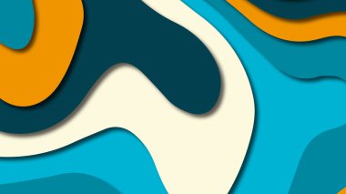 Kağıt Sanat karikatür soyut dalgalar. Kağıt arka plan bölmek. Modern origami tasarım şablonu. Kağıt arka plan kes. Soyut gerçekçi kağıt dekorasyon dokulu tasarımı için