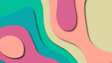 Kağıt Sanat karikatür soyut dalgalar. Kağıt arka plan bölmek. Modern origami tasarım şablonu. Kağıt arka plan kes. Soyut gerçekçi kağıt dekorasyon dokulu tasarımı için