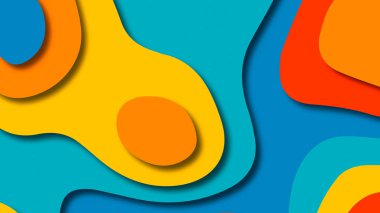 Kağıt Sanat karikatür soyut dalgalar. Kağıt arka plan bölmek. Modern origami tasarım şablonu. Kağıt arka plan kes. Soyut gerçekçi kağıt dekorasyon dokulu tasarımı için