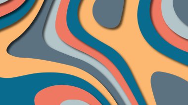 Kağıt Sanat karikatür soyut dalgalar. Kağıt arka plan bölmek. Modern origami tasarım şablonu. Kağıt arka plan kes. Soyut gerçekçi kağıt dekorasyon dokulu tasarımı için