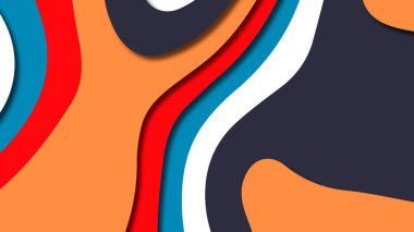 Kağıt Sanat karikatür soyut dalgalar. Kağıt arka plan bölmek. Modern origami tasarım şablonu. Kağıt arka plan kes. Soyut gerçekçi kağıt dekorasyon dokulu tasarımı için