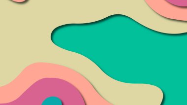 Kağıt Sanat karikatür soyut dalgalar. Kağıt arka plan bölmek. Modern origami tasarım şablonu. Kağıt arka plan kes. Soyut gerçekçi kağıt dekorasyon dokulu tasarımı için