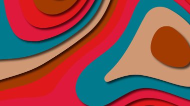 Kağıt Sanat karikatür soyut dalgalar. Kağıt arka plan bölmek. Modern origami tasarım şablonu. Kağıt arka plan kes. Soyut gerçekçi kağıt dekorasyon dokulu tasarımı için