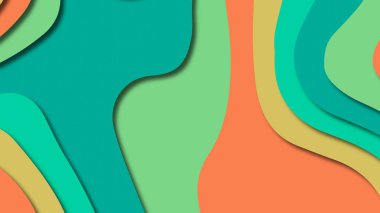 Kağıt Sanat karikatür soyut dalgalar. Kağıt arka plan bölmek. Modern origami tasarım şablonu. Kağıt arka plan kes. Soyut gerçekçi kağıt dekorasyon dokulu tasarımı için