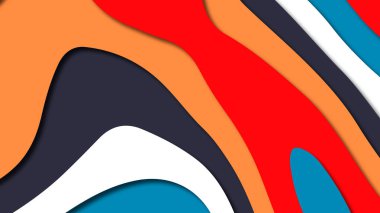 Kağıt Sanat karikatür soyut dalgalar. Kağıt arka plan bölmek. Modern origami tasarım şablonu. Kağıt arka plan kes. Soyut gerçekçi kağıt dekorasyon dokulu tasarımı için