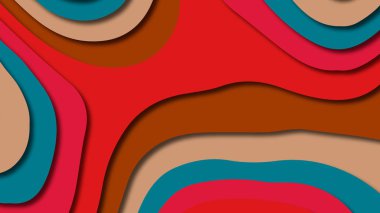 Kağıt Sanat karikatür soyut dalgalar. Kağıt arka plan bölmek. Modern origami tasarım şablonu. Kağıt arka plan kes. Soyut gerçekçi kağıt dekorasyon dokulu tasarımı için