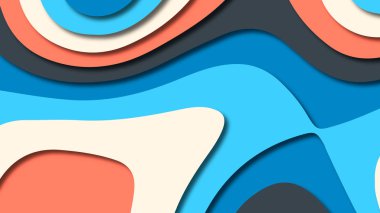 Kağıt Sanat karikatür soyut dalgalar. Kağıt arka plan bölmek. Modern origami tasarım şablonu. Kağıt arka plan kes. Soyut gerçekçi kağıt dekorasyon dokulu tasarımı için