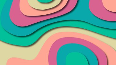 Kağıt Sanat karikatür soyut dalgalar. Kağıt arka plan bölmek. Modern origami tasarım şablonu. Kağıt arka plan kes. Soyut gerçekçi kağıt dekorasyon dokulu tasarımı için