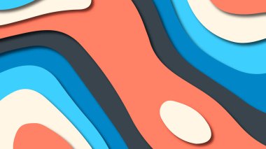 Kağıt Sanat karikatür soyut dalgalar. Kağıt arka plan bölmek. Modern origami tasarım şablonu. Kağıt arka plan kes. Soyut gerçekçi kağıt dekorasyon dokulu tasarımı için