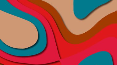 Kağıt Sanat karikatür soyut dalgalar. Kağıt arka plan bölmek. Modern origami tasarım şablonu. Kağıt arka plan kes. Soyut gerçekçi kağıt dekorasyon dokulu tasarımı için