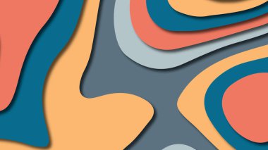 Kağıt Sanat karikatür soyut dalgalar. Kağıt arka plan bölmek. Modern origami tasarım şablonu. Kağıt arka plan kes. Soyut gerçekçi kağıt dekorasyon dokulu tasarımı için