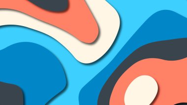 Kağıt Sanat karikatür soyut dalgalar. Kağıt arka plan bölmek. Modern origami tasarım şablonu. Kağıt arka plan kes. Soyut gerçekçi kağıt dekorasyon dokulu tasarımı için