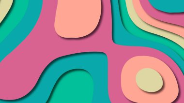 Kağıt Sanat karikatür soyut dalgalar. Kağıt arka plan bölmek. Modern origami tasarım şablonu. Kağıt arka plan kes. Soyut gerçekçi kağıt dekorasyon dokulu tasarımı için