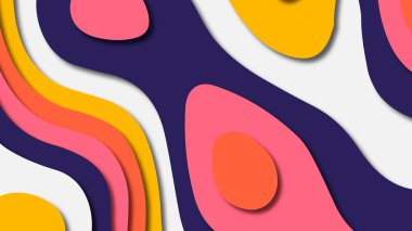 Kağıt Sanat karikatür soyut dalgalar. Kağıt arka plan bölmek. Modern origami tasarım şablonu. Kağıt arka plan kes. Soyut gerçekçi kağıt dekorasyon dokulu tasarımı için