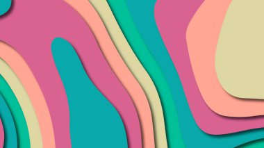 Kağıt Sanat karikatür soyut dalgalar. Kağıt arka plan bölmek. Modern origami tasarım şablonu. Kağıt arka plan kes. Soyut gerçekçi kağıt dekorasyon dokulu tasarımı için