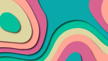 Kağıt Sanat karikatür soyut dalgalar. Kağıt arka plan bölmek. Modern origami tasarım şablonu. Kağıt arka plan kes. Soyut gerçekçi kağıt dekorasyon dokulu tasarımı için