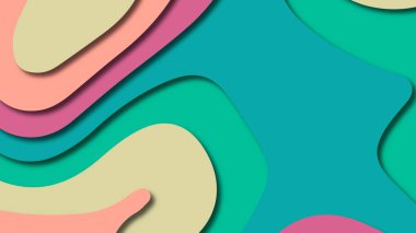 Kağıt Sanat karikatür soyut dalgalar. Kağıt arka plan bölmek. Modern origami tasarım şablonu. Kağıt arka plan kes. Soyut gerçekçi kağıt dekorasyon dokulu tasarımı için