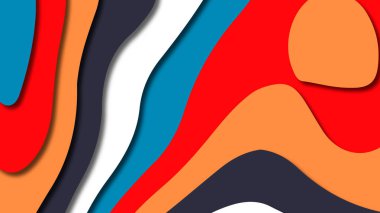 Kağıt Sanat karikatür soyut dalgalar. Kağıt arka plan bölmek. Modern origami tasarım şablonu. Kağıt arka plan kes. Soyut gerçekçi kağıt dekorasyon dokulu tasarımı için