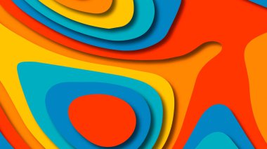 Kağıt Sanat karikatür soyut dalgalar. Kağıt arka plan bölmek. Modern origami tasarım şablonu. Kağıt arka plan kes. Soyut gerçekçi kağıt dekorasyon dokulu tasarımı için