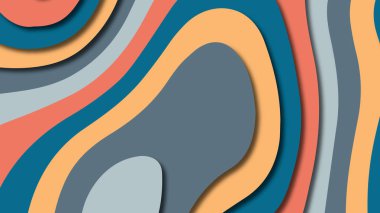 Kağıt Sanat karikatür soyut dalgalar. Kağıt arka plan bölmek. Modern origami tasarım şablonu. Kağıt arka plan kes. Soyut gerçekçi kağıt dekorasyon dokulu tasarımı için