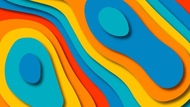 Kağıt Sanat karikatür soyut dalgalar. Kağıt arka plan bölmek. Modern origami tasarım şablonu. Kağıt arka plan kes. Soyut gerçekçi kağıt dekorasyon dokulu tasarımı için