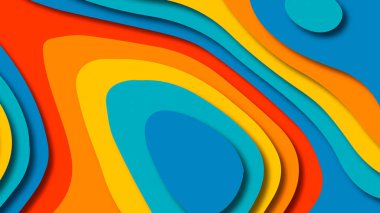 Kağıt Sanat karikatür soyut dalgalar. Kağıt arka plan bölmek. Modern origami tasarım şablonu. Kağıt arka plan kes. Soyut gerçekçi kağıt dekorasyon dokulu tasarımı için