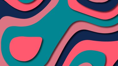 Kağıt Sanat karikatür soyut dalgalar. Kağıt arka plan bölmek. Modern origami tasarım şablonu. Kağıt arka plan kes. Soyut gerçekçi kağıt dekorasyon dokulu tasarımı için