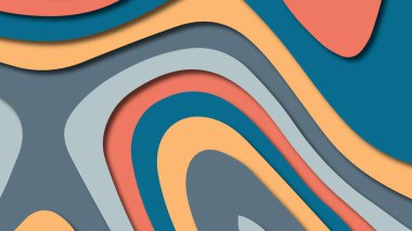 Kağıt Sanat karikatür soyut dalgalar. Kağıt arka plan bölmek. Modern origami tasarım şablonu. Kağıt arka plan kes. Soyut gerçekçi kağıt dekorasyon dokulu tasarımı için