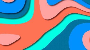 Kağıt Sanat karikatür soyut dalgalar. Kağıt arka plan bölmek. Modern origami tasarım şablonu. Kağıt arka plan kes. Soyut gerçekçi kağıt dekorasyon dokulu tasarımı için