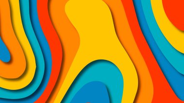 Kağıt Sanat karikatür soyut dalgalar. Kağıt arka plan bölmek. Modern origami tasarım şablonu. Kağıt arka plan kes. Soyut gerçekçi kağıt dekorasyon dokulu tasarımı için