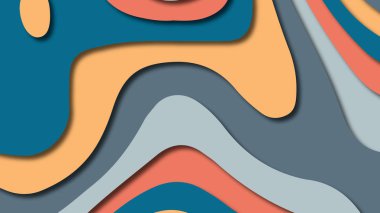 Kağıt Sanat karikatür soyut dalgalar. Kağıt arka plan bölmek. Modern origami tasarım şablonu. Kağıt arka plan kes. Soyut gerçekçi kağıt dekorasyon dokulu tasarımı için