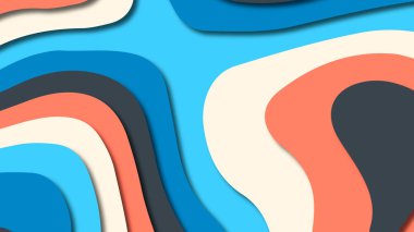 Kağıt Sanat karikatür soyut dalgalar. Kağıt arka plan bölmek. Modern origami tasarım şablonu. Kağıt arka plan kes. Soyut gerçekçi kağıt dekorasyon dokulu tasarımı için