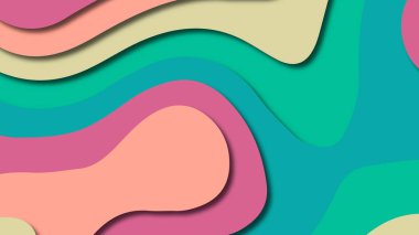 Kağıt Sanat karikatür soyut dalgalar. Kağıt arka plan bölmek. Modern origami tasarım şablonu. Kağıt arka plan kes. Soyut gerçekçi kağıt dekorasyon dokulu tasarımı için