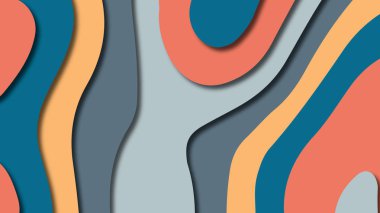 Kağıt Sanat karikatür soyut dalgalar. Kağıt arka plan bölmek. Modern origami tasarım şablonu. Kağıt arka plan kes. Soyut gerçekçi kağıt dekorasyon dokulu tasarımı için