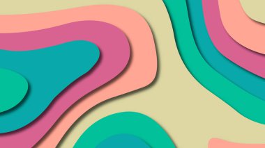 Kağıt Sanat karikatür soyut dalgalar. Kağıt arka plan bölmek. Modern origami tasarım şablonu. Kağıt arka plan kes. Soyut gerçekçi kağıt dekorasyon dokulu tasarımı için