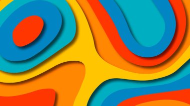 Kağıt Sanat karikatür soyut dalgalar. Kağıt arka plan bölmek. Modern origami tasarım şablonu. Kağıt arka plan kes. Soyut gerçekçi kağıt dekorasyon dokulu tasarımı için