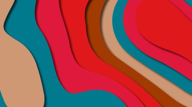 Kağıt Sanat karikatür soyut dalgalar. Kağıt arka plan bölmek. Modern origami tasarım şablonu. Kağıt arka plan kes. Soyut gerçekçi kağıt dekorasyon dokulu tasarımı için