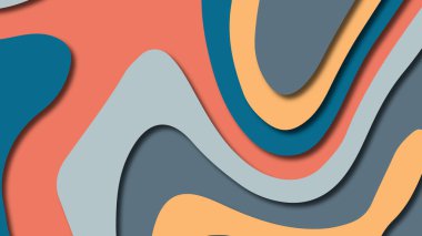 Kağıt Sanat karikatür soyut dalgalar. Kağıt arka plan bölmek. Modern origami tasarım şablonu. Kağıt arka plan kes. Soyut gerçekçi kağıt dekorasyon dokulu tasarımı için