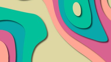 Kağıt Sanat karikatür soyut dalgalar. Kağıt arka plan bölmek. Modern origami tasarım şablonu. Kağıt arka plan kes. Soyut gerçekçi kağıt dekorasyon dokulu tasarımı için