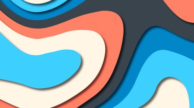 Kağıt Sanat karikatür soyut dalgalar. Kağıt arka plan bölmek. Modern origami tasarım şablonu. Kağıt arka plan kes. Soyut gerçekçi kağıt dekorasyon dokulu tasarımı için