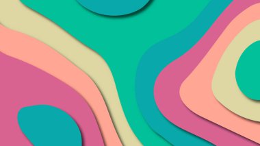 Kağıt Sanat karikatür soyut dalgalar. Kağıt arka plan bölmek. Modern origami tasarım şablonu. Kağıt arka plan kes. Soyut gerçekçi kağıt dekorasyon dokulu tasarımı için