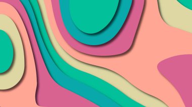 Kağıt Sanat karikatür soyut dalgalar. Kağıt arka plan bölmek. Modern origami tasarım şablonu. Kağıt arka plan kes. Soyut gerçekçi kağıt dekorasyon dokulu tasarımı için